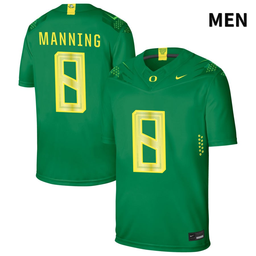 Oregon Ducks Men's #8 Dontae Manning Football College Authentic Green NIL 2022 Nike Jersey HIA81O8T